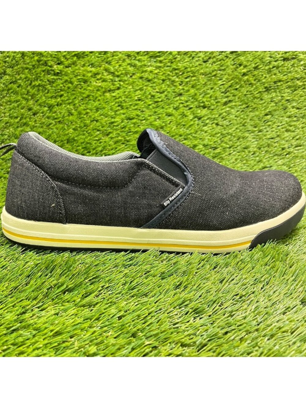 Nautilus Westside Mens Size 12E Black White Steel Toe Slip On Safety Work Shoes